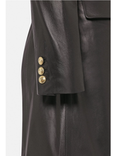 Load image into Gallery viewer, Women’s Trendy Black Sheepskin Leather Coat Golden Buttons
