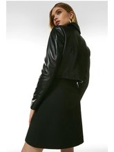 Load image into Gallery viewer, Women’s Black Sheepskin Leather Blazer Cropped Short Fit
