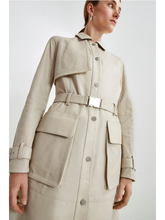 Load image into Gallery viewer, Women’s Beige Sheepskin Leather Perforated Trucker Coat

