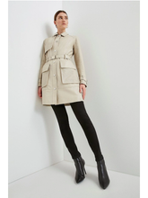 Load image into Gallery viewer, Women’s Beige Sheepskin Leather Perforated Trucker Coat
