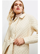 Load image into Gallery viewer, Women’s Beige Sheepskin Leather Trucker Coat
