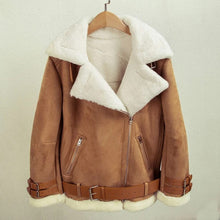Load image into Gallery viewer, Women&#39;s B3 RAF Aviator Sherpa Fur Shearling Leather Jacket
