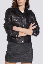 Load image into Gallery viewer, Women&#39;s Black Genuine Lambskin Leather Trucker Jacket
