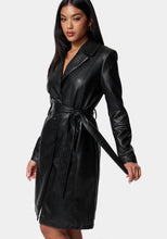Load image into Gallery viewer, Women&#39;s Black Sheepskin Leather Trench Coat
