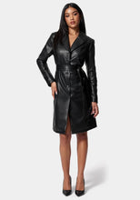 Load image into Gallery viewer, Women&#39;s Black Sheepskin Leather Trench Coat
