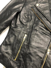 Load image into Gallery viewer, Women&#39;s Black Slim Fit Biker Leather Jacket

