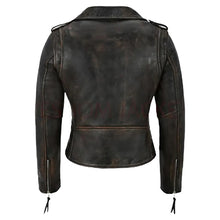 Load image into Gallery viewer, Women&#39;s Distressed Leather Biker Jacket
