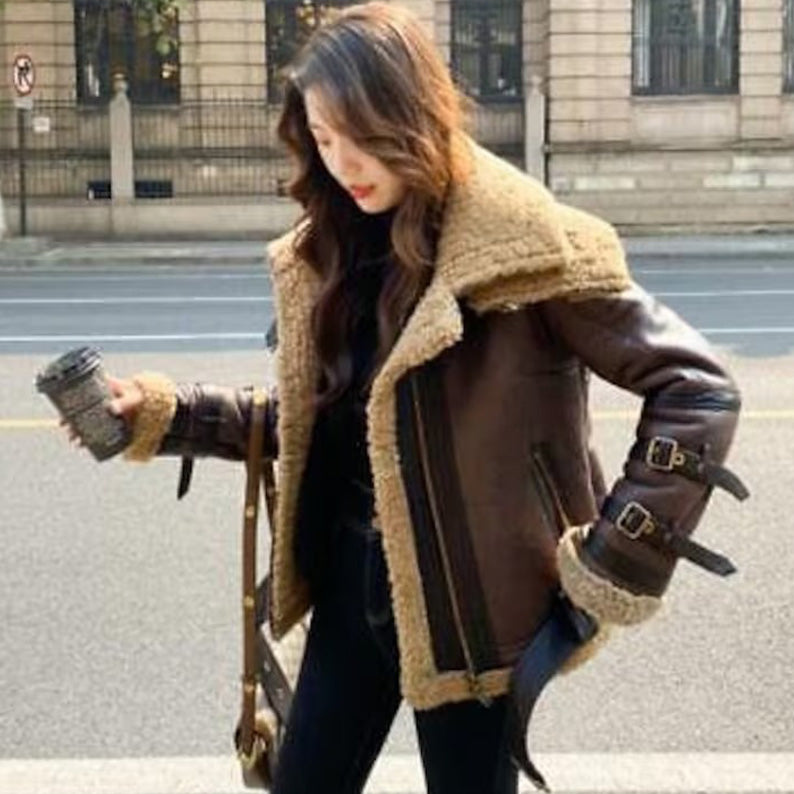 Shop Women s Leather Aviator Jackets Leather Flight Jacket