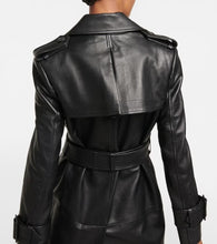 Load image into Gallery viewer, Women&#39;s Genuine Sheepskin Leather Trench Coat with Waist Belt
