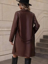 Load image into Gallery viewer, Women&#39;s Vintage Brown Leather Trench Coat
