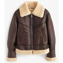 Load image into Gallery viewer, Women&#39;s Vintage Brown RAF B3 Aviator Flight Bomber Shearling Leather Jacket
