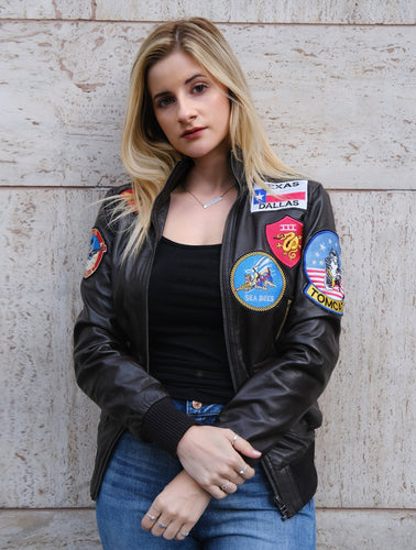 Women's Top Gun Maverick Bomber Leather Jacket