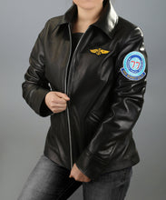 Load image into Gallery viewer, Women&#39;s Black Kelly McGillis Top Gun Leather Jacket
