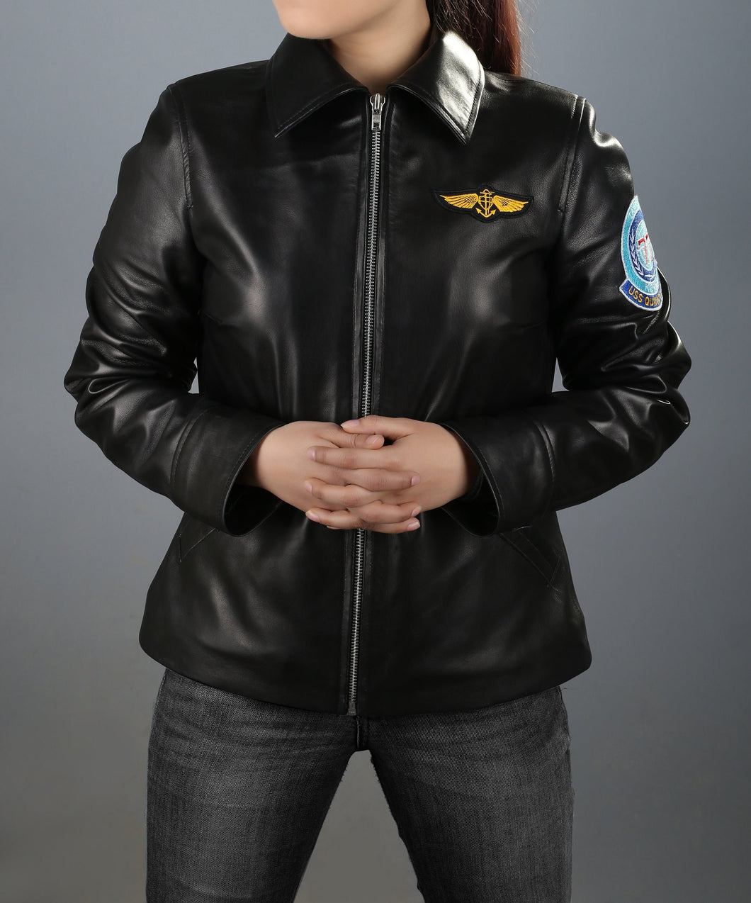 Women's Black Kelly McGillis Top Gun Leather Jacket