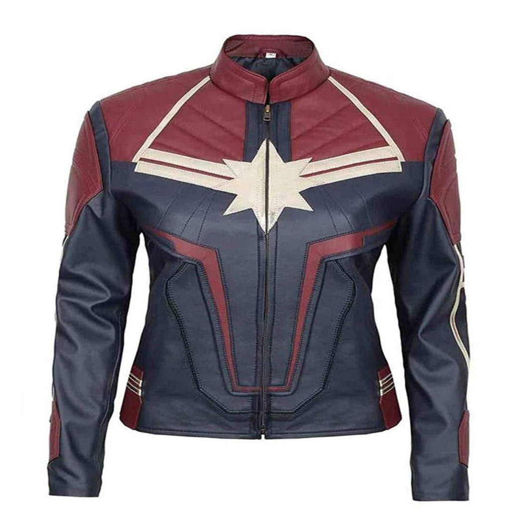 Women Biker Motorcycle Miss Marvell Cosplay Costume Leather jacket
