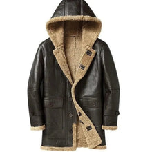 Load image into Gallery viewer, Men Raf B3 Brown Bomber Genuine Leather Jacket And Winter Sheepskin Coat
