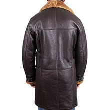 Load image into Gallery viewer, Mens Black Shearling Sheepskin Leather Warm Duffle Trench Coat
