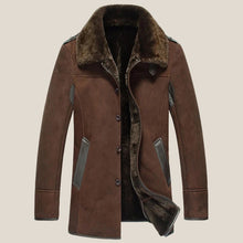 Load image into Gallery viewer, Men&#39;s Brown Sheepskin Shearling Coat - Sheepskin Coat
