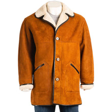 Load image into Gallery viewer, Mens Brown Traditional Shearling Sheepskin Coat
