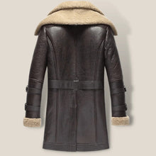 Load image into Gallery viewer, Mens Brown Vintage Shearling Sheepskin Leather Long Coat
