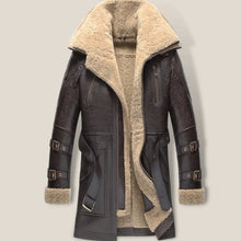 Load image into Gallery viewer, Vintage Brown Sheepskin Long Coat - Shearling Coat
