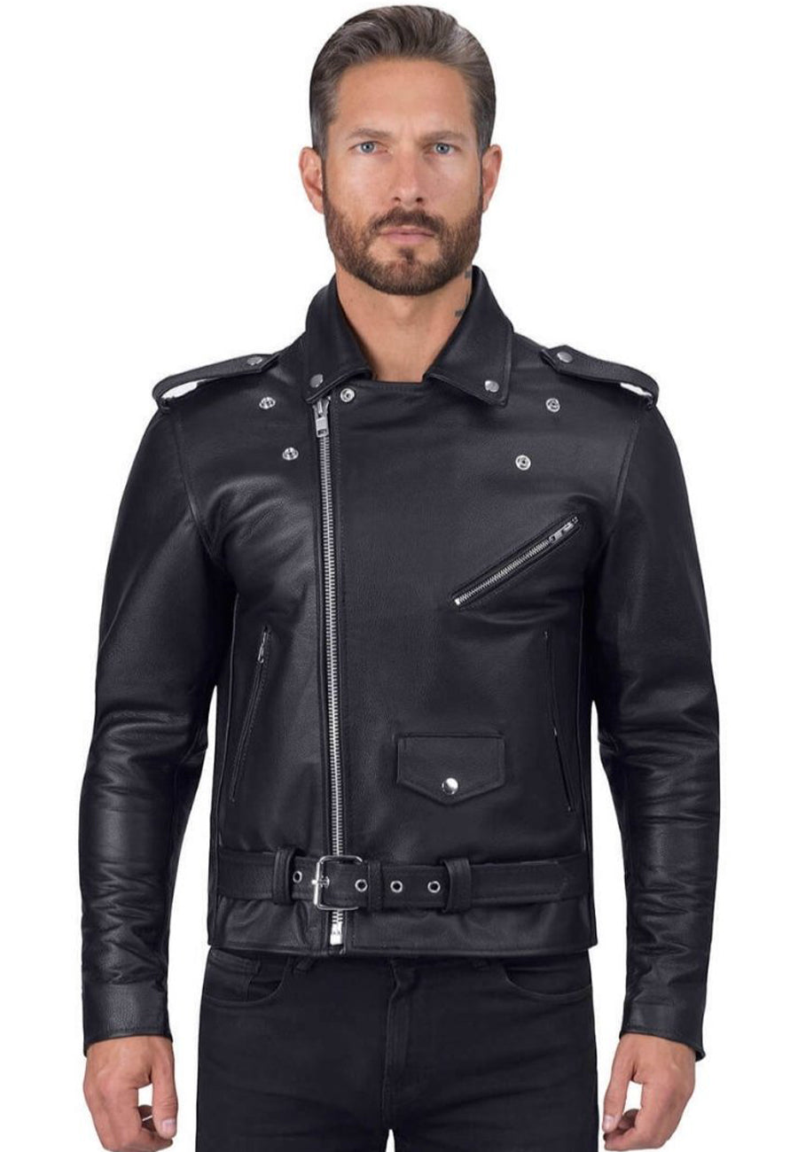 Mens black hotsell leather moto jacket