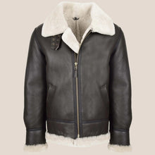 Load image into Gallery viewer, Classic Dark Brown B3 Sheepskin Leather Jacket - B3 Bomber Jacket

