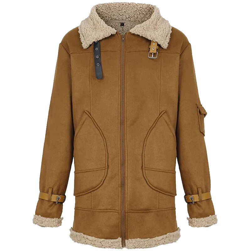 Mens Brown Warm Winter Sheepskin Teddy Coat