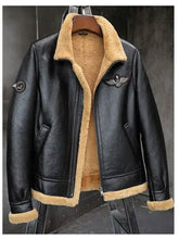 Load image into Gallery viewer, Shearling Sheepskin Motorcycle Bomber Jacket
