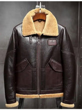 Load image into Gallery viewer, Men&#39;s Airforce Flight Shearling Leather Jacket - Fur Lined
