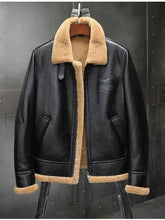 Load image into Gallery viewer, Men&#39;s Winter Motorcycle Shearling Fur Leather Jacket - Thick Coat
