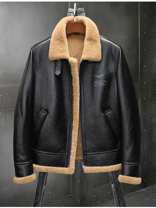 Men's Winter Motorcycle Shearling Fur Leather Jacket - Thick Coat
