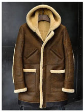 Load image into Gallery viewer, Hooded Sheepskin Shearling Leather Jacket
