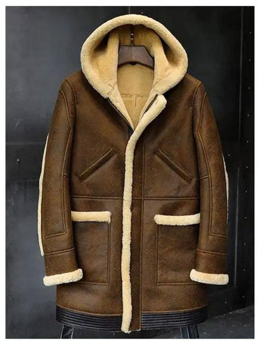 Hooded Sheepskin Shearling Leather Jacket - Stylish and Warm