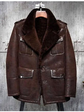 Load image into Gallery viewer, Classic Shearling Leather Aviator Jacket - Shearling Jacket
