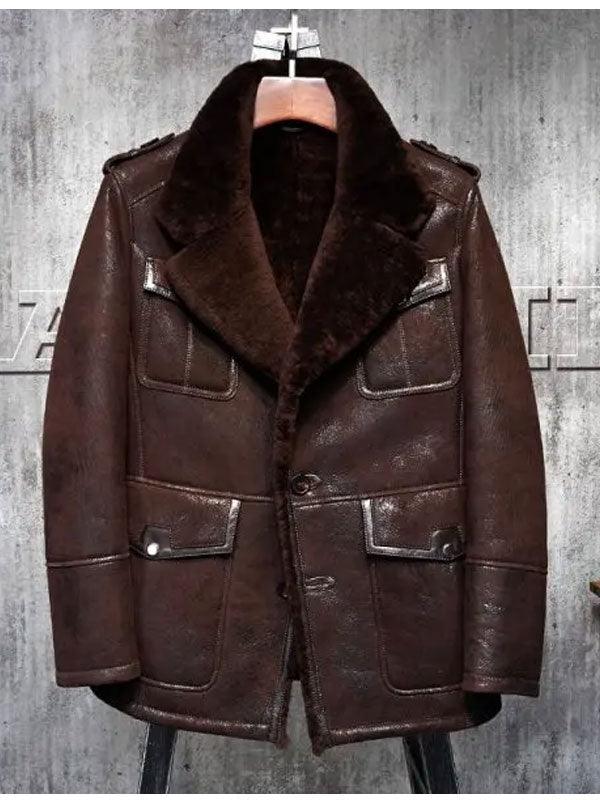 Classic Shearling Leather Aviator Jacket - Shearling Jacket