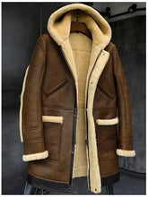 Load image into Gallery viewer, Hooded Sheepskin Shearling Leather Jacket - Stylish and Warm
