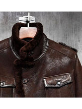 Load image into Gallery viewer, Shearling Leather Aviator Jacket - Classic Style, Superior Warmth
