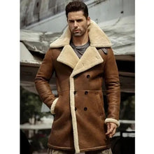 Load image into Gallery viewer, sheepskin leather coat mens
